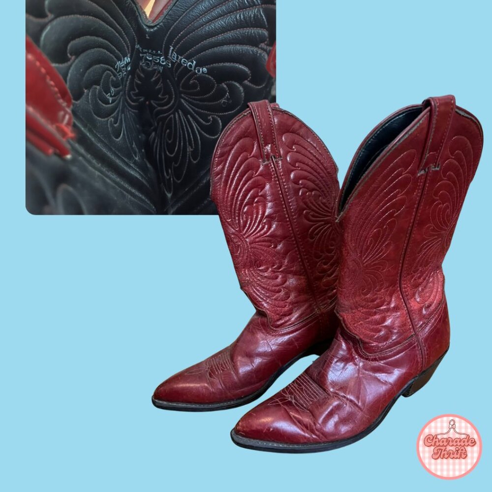 Laredo - Vintage Red/Burgundy Cowboy Boots - Picture 3 of 3